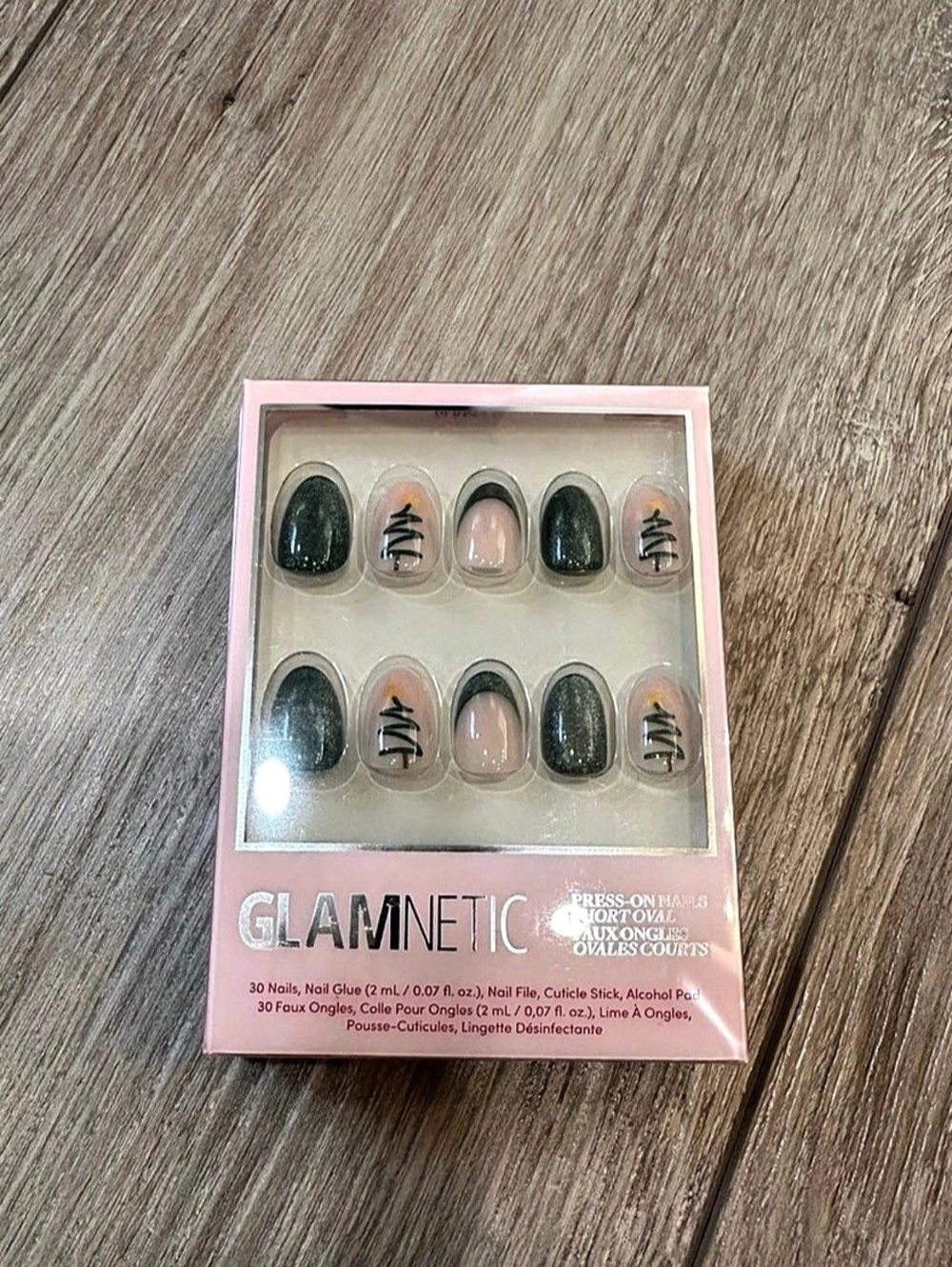 GLAMNETIC Velvet Pine Press-On Nails Pink & Green